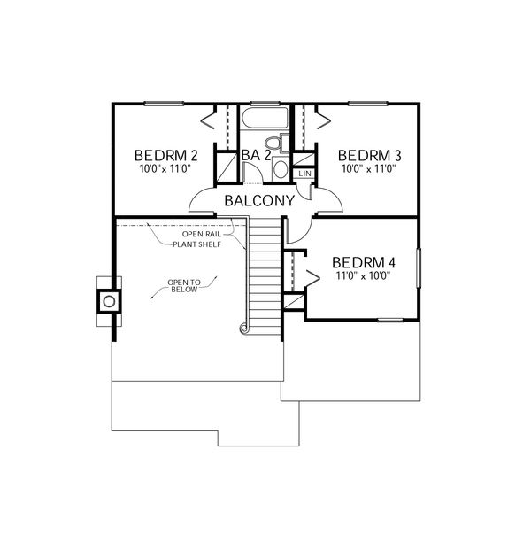 Architectural House Design - Traditional Floor Plan - Upper Floor Plan #80-105