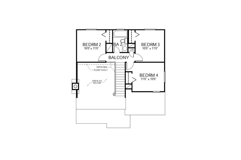 Architectural House Design - Floor Plan - Upper Floor for Traditional House Plan #80-105 - 4 bed, 2 bath
