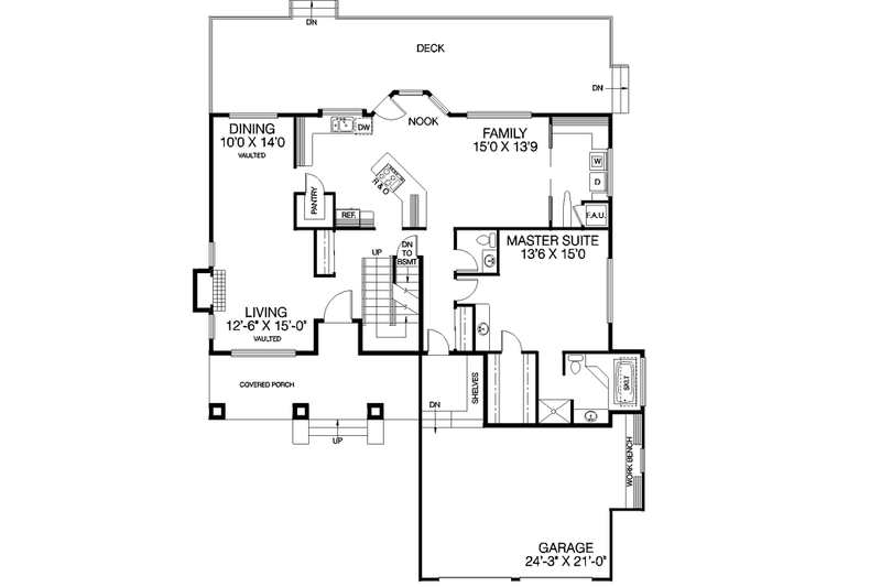Home Plan - Floor Plan - Main Floor for Traditional House Plan #60-173 - 3 bed, 2.5 bath