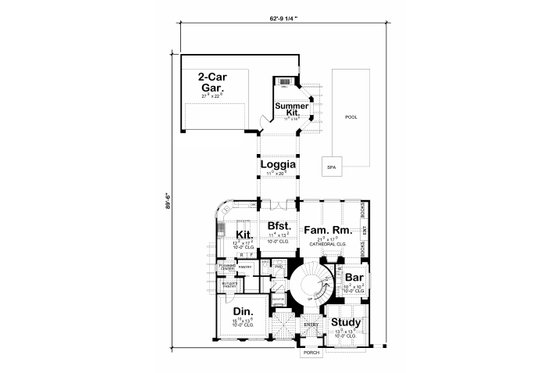 Floor Plan - Main Floor for Mediterranean House Plan #20-2169 - 4 bed, 5 bath
