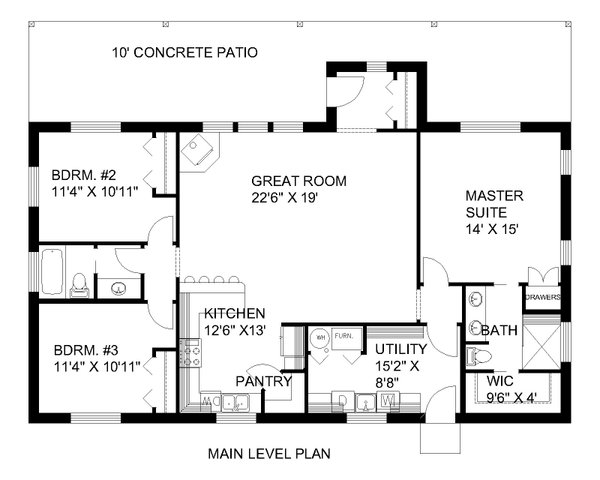 Country Floor Plan - Main Floor Plan #117-991