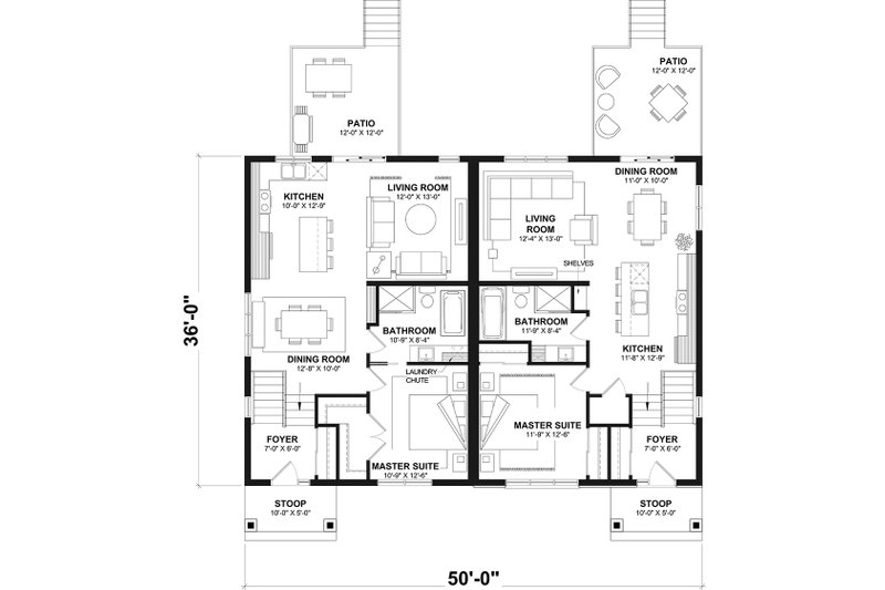 House Blueprint - Floor Plan - Main Floor for Farmhouse House Plan #23-2863 - 3 bed, 2 bath