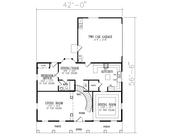 Home Plan - Colonial Floor Plan - Main Floor Plan #1-522