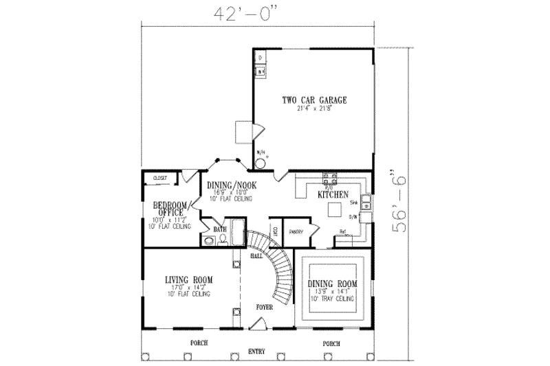 Dream House Plan - Floor Plan - Main Floor for Colonial House Plan #1-522 - 4 bed, 3 bath