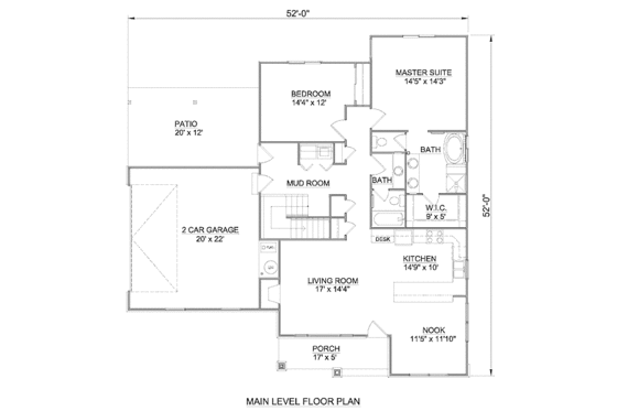 Floor Plan - Main Floor for Ranch House Plan #116-266 - 2 bed, 2 bath
