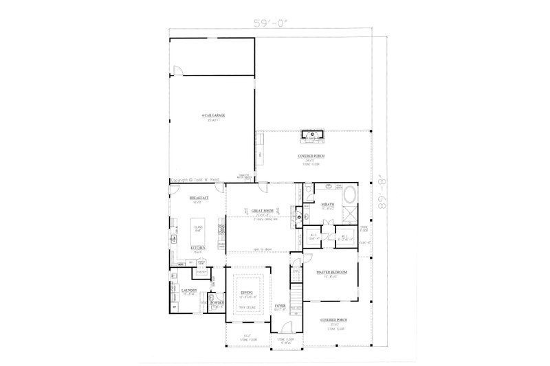 House Blueprint - Floor Plan - Main Floor for Farmhouse House Plan #437-92 - 4 bed, 4.5 bath