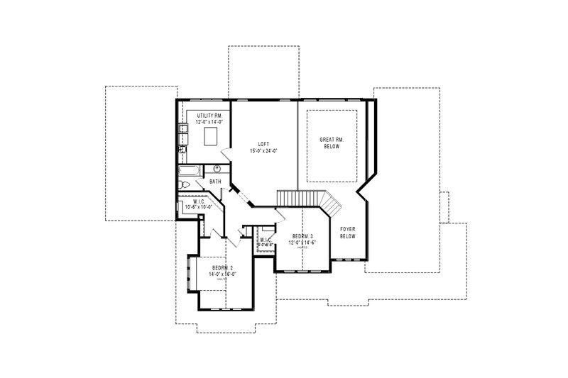 House Blueprint - Floor Plan - Upper Floor for Craftsman House Plan #920-105 - 3 bed, 3.5 bath