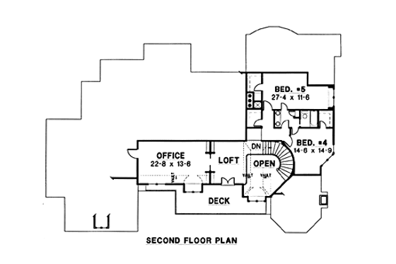 Floor Plan - Upper Floor for Traditional House Plan #67-136 - 5 bed, 4 bath