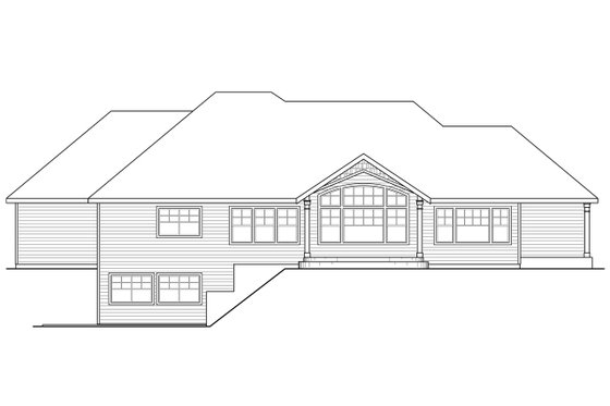 Exterior - Rear Elevation for Ranch House Plan #124-974 - 3 bed, 3.5 bath