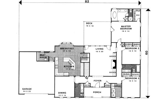 Floor Plan - Main Floor for Traditional House Plan #56-187 - 3 bed, 2.5 bath
