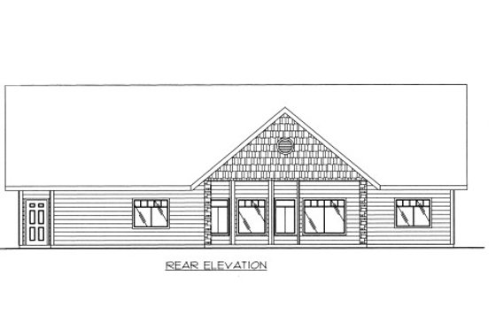Exterior - Rear Elevation for Bungalow House Plan #117-627 - 2 bed, 2 bath