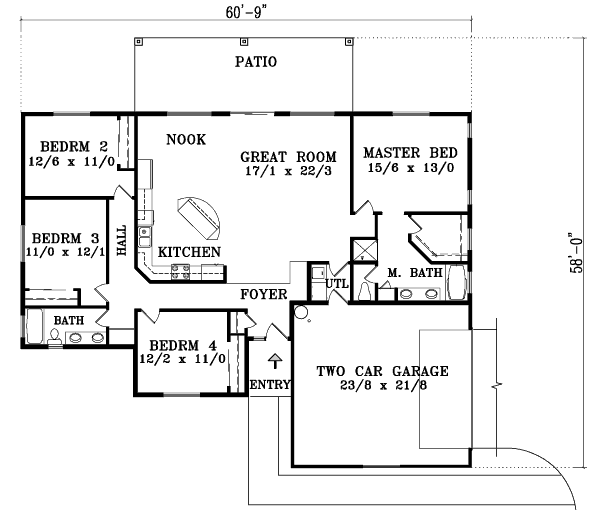 Adobe / Southwestern Floor Plan - Main Floor Plan #1-1369