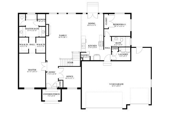 Floor Plan - Main Floor for Craftsman House Plan #1060-266 - 2 bed, 2 bath
