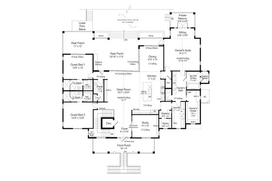 Floor Plan - Main Floor for Cottage House Plan #938-161 - 3 bed, 3.5 bath