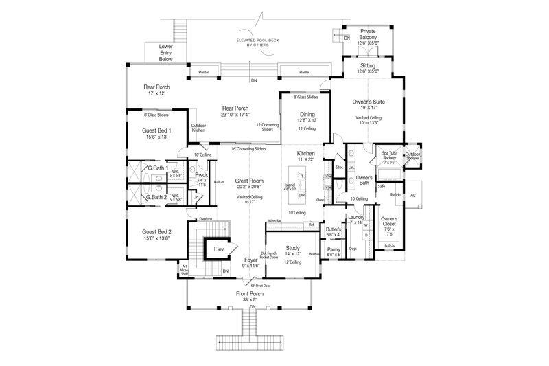 House Design - Floor Plan - Main Floor for Cottage House Plan #938-161 - 3 bed, 3.5 bath