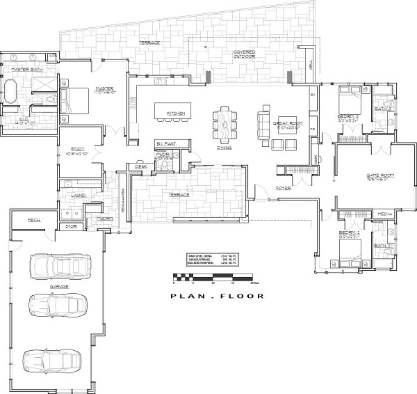 House Blueprint - Modern Floor Plan - Main Floor Plan #892-14