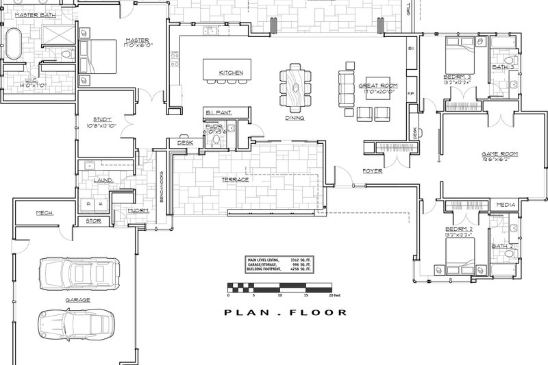 Dream House Plan - Floor Plan - Main Floor for Modern House Plan #892-14 - 3 bed, 3.5 bath