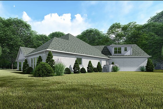 Exterior - Rear Elevation 1 for European House Plan #923-136 - 3 bed, 3.5 bath