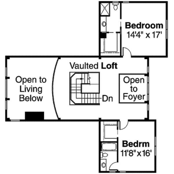 European Floor Plan - Upper Floor Plan #124-586