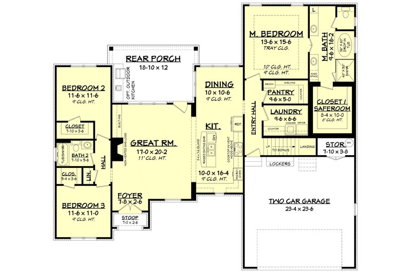 Dream House Plan - Floor Plan - Main Floor for European House Plan #430-110 - 3 bed, 2 bath