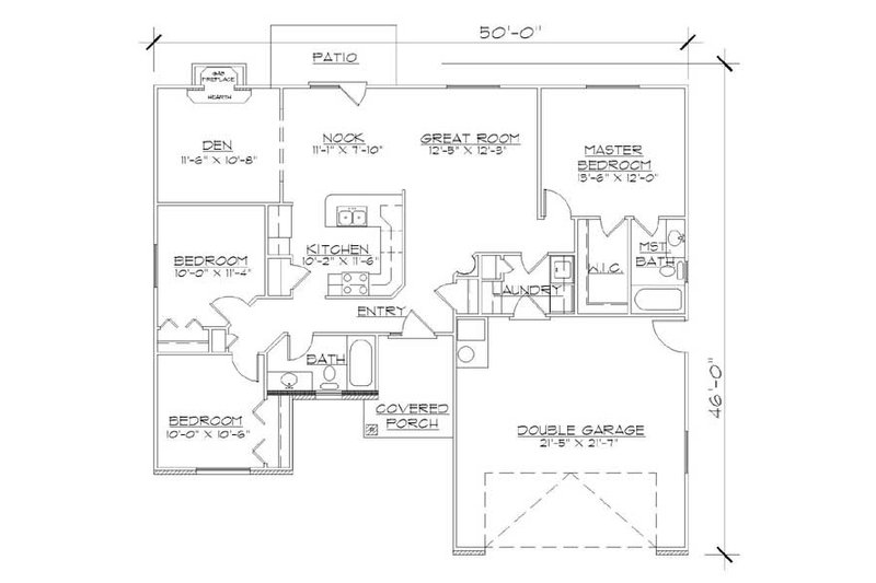 Dream House Plan - Floor Plan - Main Floor for Ranch House Plan #5-231 - 3 bed, 2 bath