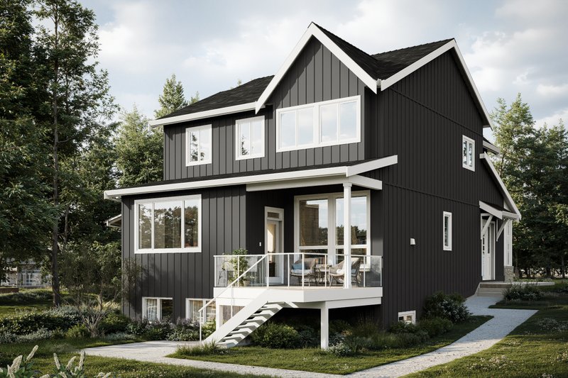 House Blueprint - Exterior - Rear Elevation 1 for Farmhouse House Plan #1114-110 - 4 bed, 2.5 bath