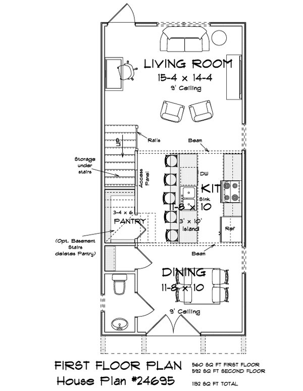 Home Plan - Floor Plan - Main Floor for Cottage House Plan #513-2487 - 2 bed, 2.5 bath