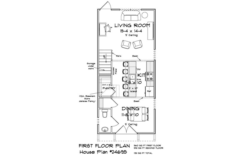 Home Plan - Floor Plan - Main Floor for Cottage House Plan #513-2487 - 2 bed, 2.5 bath