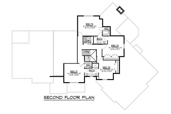 Floor Plan - Upper Floor for Craftsman House Plan #1064-120 - 5 bed, 3.5 bath