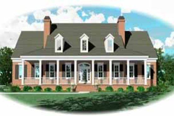 Exterior - Front Elevation for Southern House Plan #81-401 - 4 bed, 4 bath