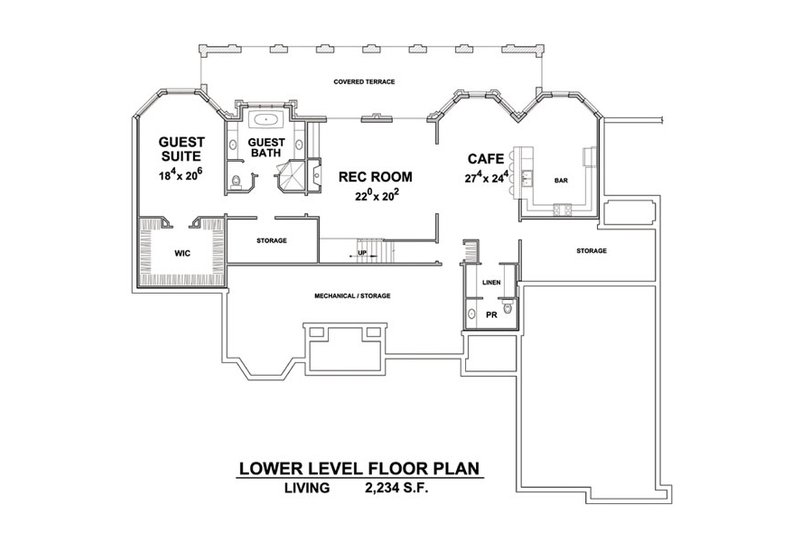 Dream House Plan - Floor Plan - Lower Floor for European House Plan #20-2388 - 4 bed, 4.5 bath