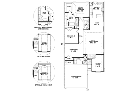 Floor Plan - Main Floor for Traditional House Plan #81-288 - 3 bed, 2 bath