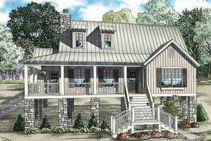 Cottage Exterior - Front Elevation Plan #17-2355