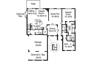 Floor Plan - Main Floor for European House Plan #15-266 - 4 bed, 3 bath