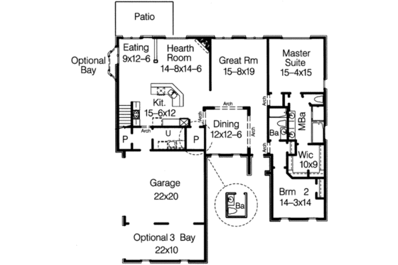 Floor Plan - Main Floor for European House Plan #15-266 - 4 bed, 3 bath