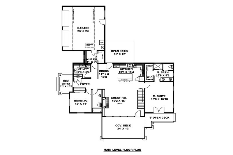House Blueprint - Floor Plan - Main Floor for Craftsman House Plan #117-1068 - 4 bed, 3.5 bath