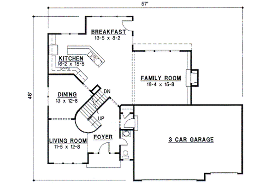 Floor Plan - Main Floor for Traditional House Plan #67-261 - 4 bed, 4 bath