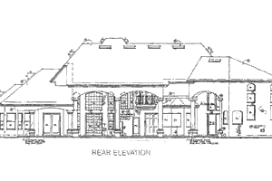 Exterior - Rear Elevation for European House Plan #135-107 - 5 bed, 5 bath