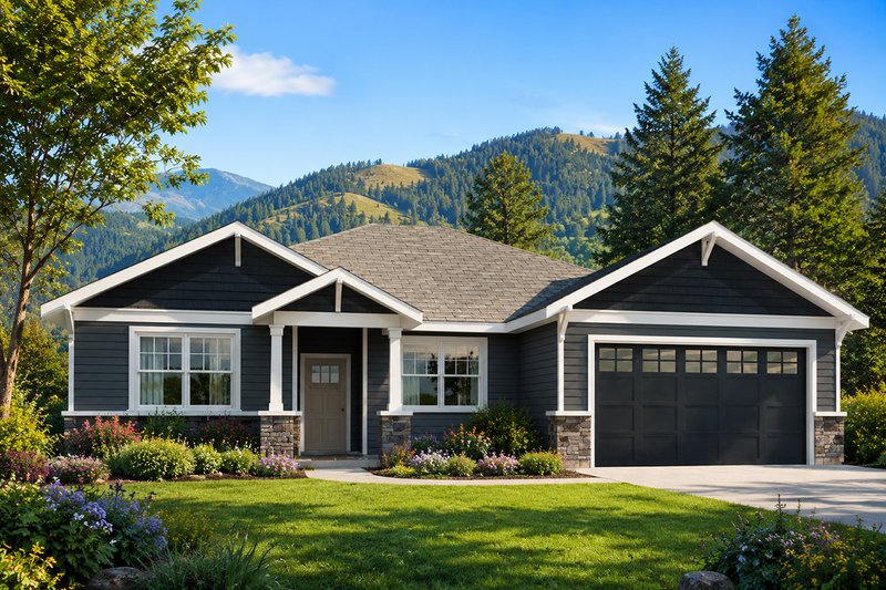 Exterior - Front Elevation 2 for Craftsman House Plan #124-1031 - 3 bed, 2 bath