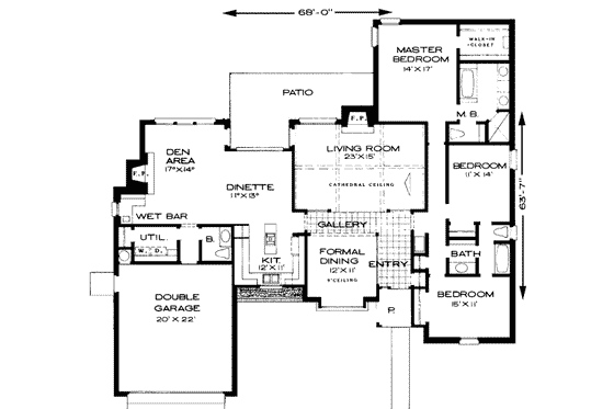 Floor Plan - Main Floor for Traditional House Plan #310-101 - 3 bed, 2.5 bath