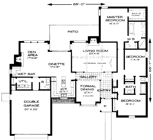 Floor Plan - Main Floor for Traditional House Plan #310-101 - 3 bed, 2.5 bath