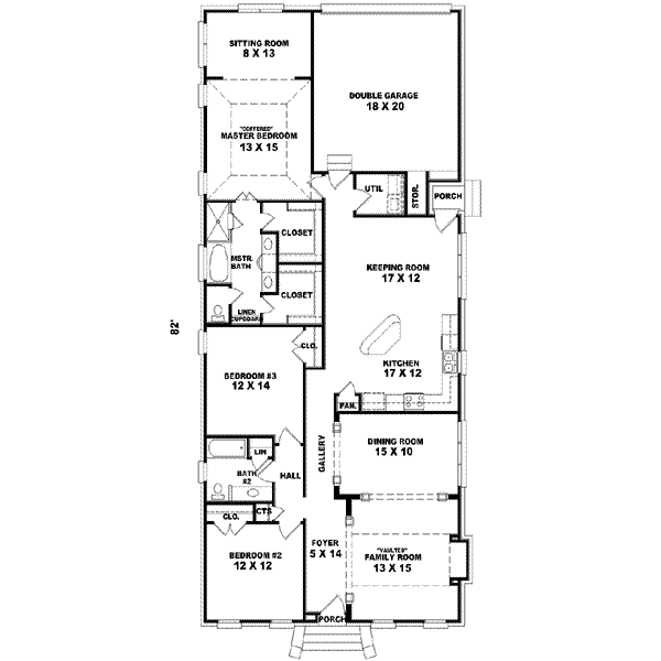 Colonial Floor Plan - Main Floor Plan #81-566