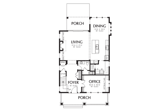 Floor Plan - Main Floor for Craftsman House Plan #48-710 - 3 bed, 2.5 bath
