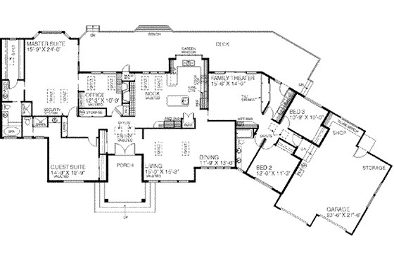 Floor Plan - Main Floor for Traditional House Plan #60-210 - 5 bed, 3 bath