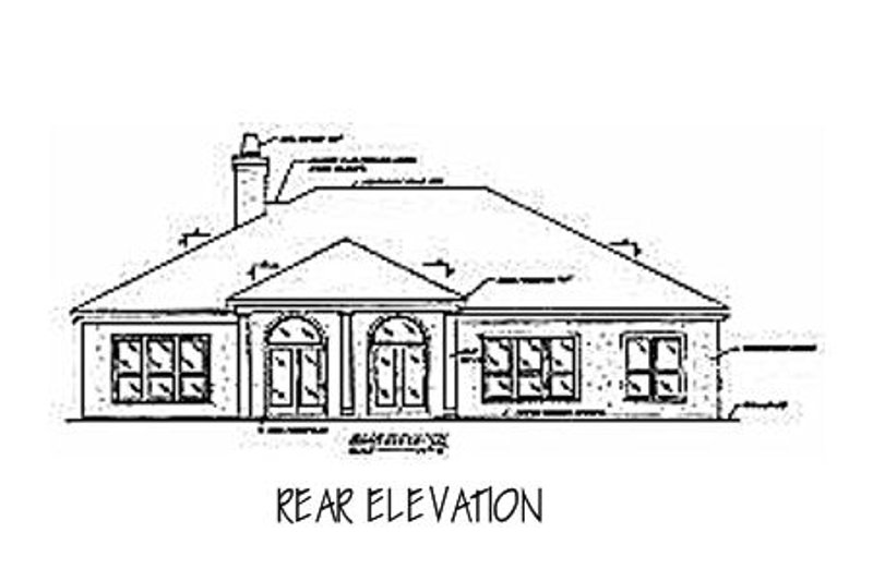 House Blueprint - Exterior - Rear Elevation for Mediterranean House Plan #37-123 - 3 bed, 2.5 bath