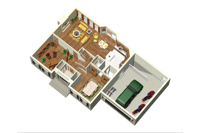 House Blueprint - Floor Plan - Main Floor 1 for European House Plan #25-4665 - 4 bed, 3 bath