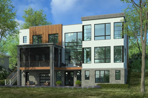 Exterior - Rear Elevation 2 for Contemporary House Plan #928-353 - 4 bed, 5 bath