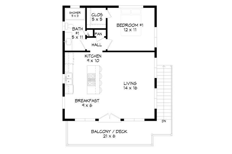 Architectural House Design - Floor Plan - Upper Floor for Contemporary House Plan #932-257 - 2 bed, 2 bath