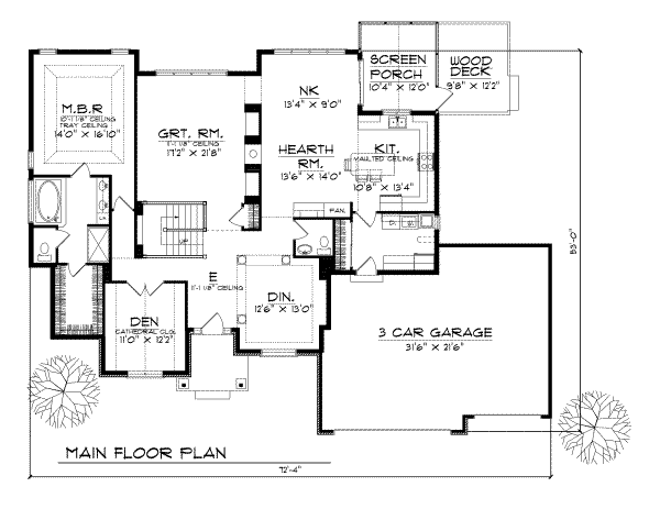 House Plan Design - Traditional Floor Plan - Main Floor Plan #70-287