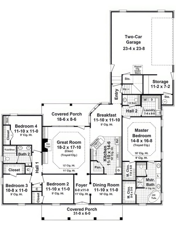 House Blueprint - Country Floor Plan - Main Floor Plan #21-529